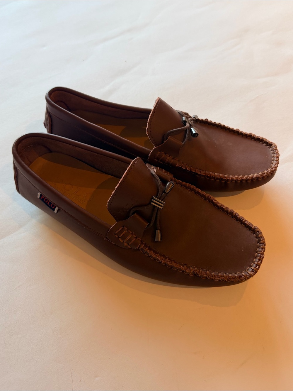 Vintage Polo Ralph Lauren Brown Leather Driving Loafers Moccasins Size 42